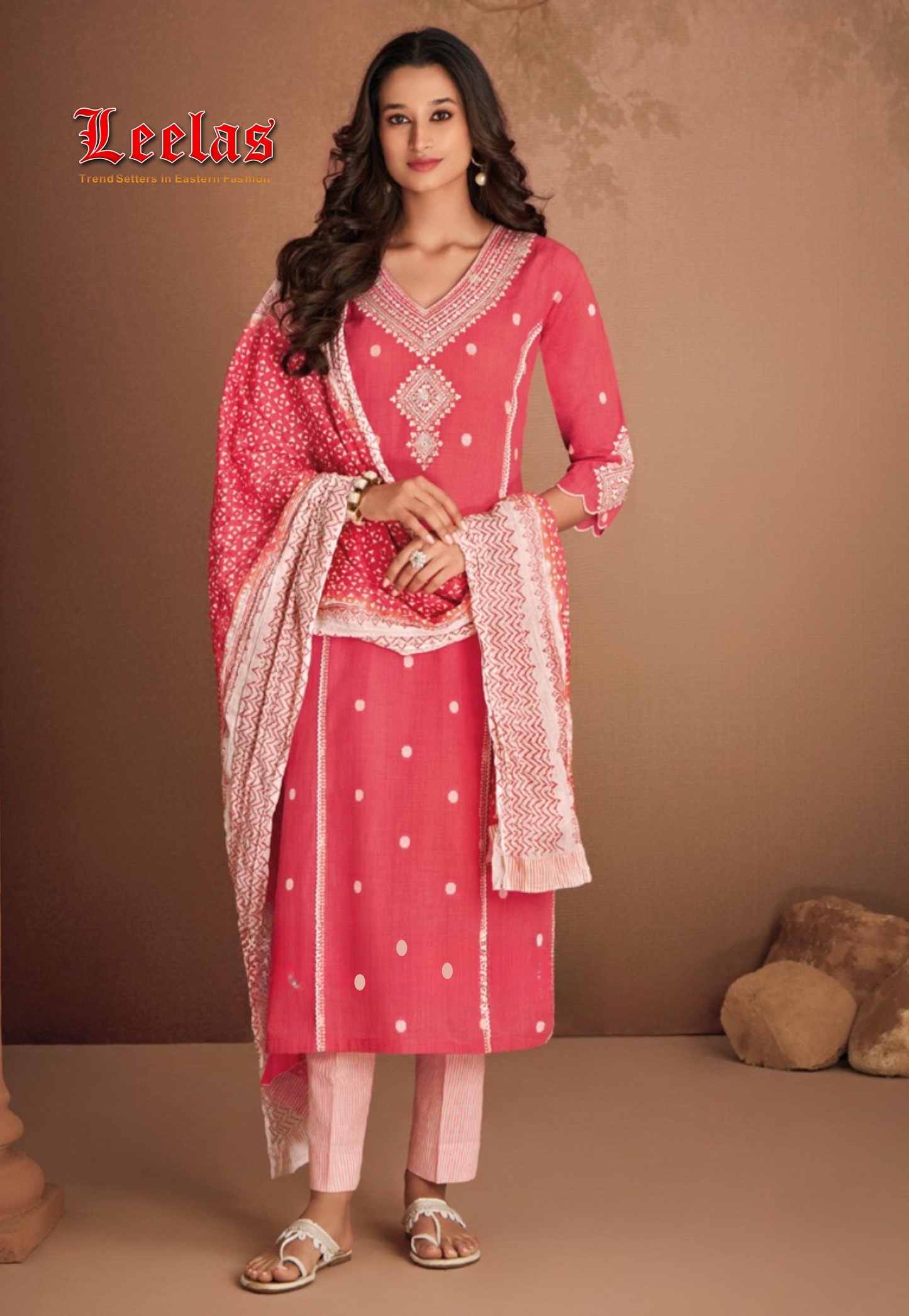 Coral pink cotton salwar kameez