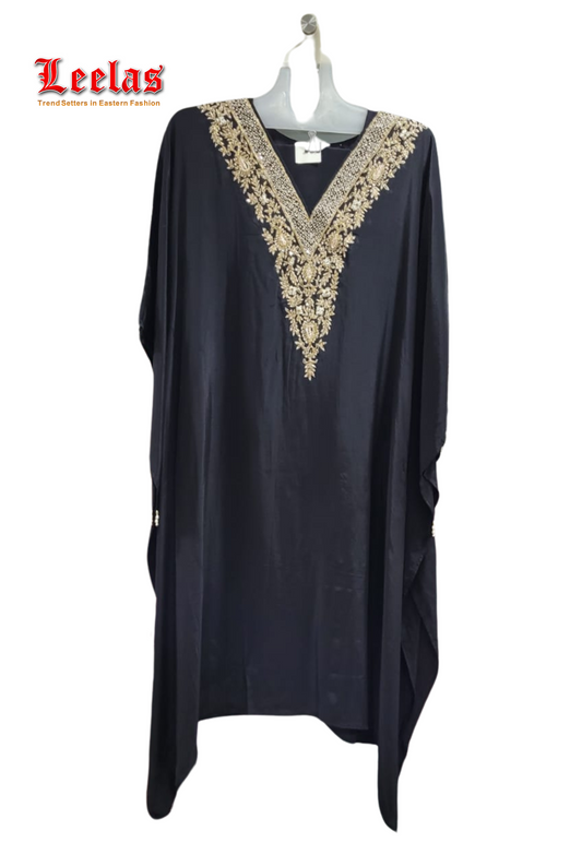 Black and gold silk batwing indo western with long top and pants